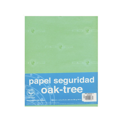Papel Seguridad Oak Tree  Carta Verde Agua C/100