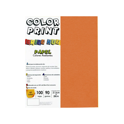 Papel Tamaño Carta 90Gr Ultra Naranja C/100 Bri-Hue###