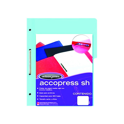 Folder Presboard  C/Broche 1/2 Ceja Oficio Azul Claro
