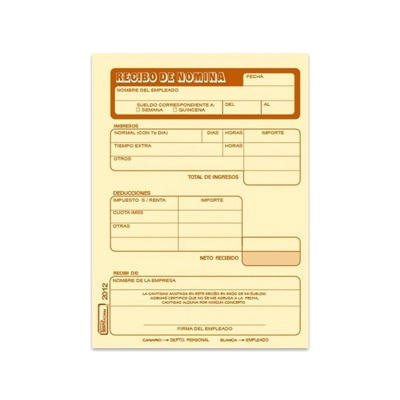 Formas Impresas Recibo Nomina Duplicado 1/4 Carta 2012 Pcform###